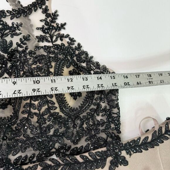 Dancing Queen Skirt & Top Womens Medium Tan Solid Maxi A-Line Crop Top Elegant - Picture 9 of 13